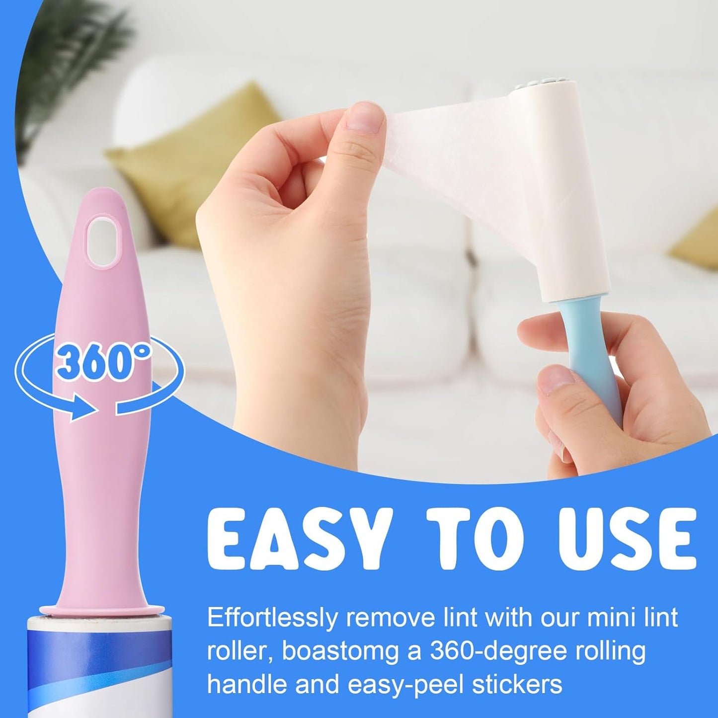 Hushee 24 Pack Bulk Mini Lint Roller for Travel 720 Sheets 6'' Small Lint Removers Portable Lint Roller Travel Size Removers Sticky Removing Tool for Pet Hair Clothes Furniture Car Seat