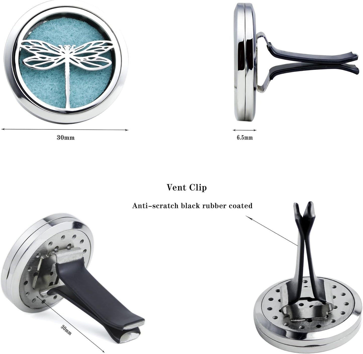 Car Diffuser Vent Clip 30mm Aromatherapy Essential Oil Automotive Diffuser Air Fresheners Vent Clips Car Accessories for Women Birthday Gifts (Dragonfly)