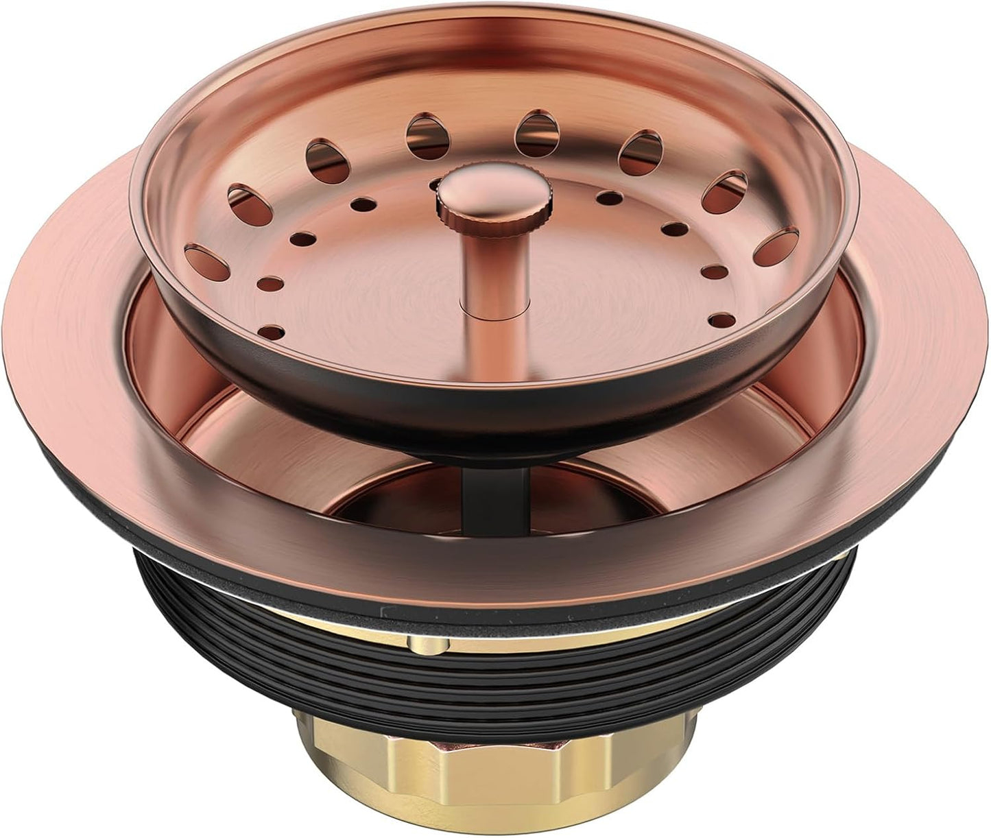 BOTEMY Stainless Steel Copper Sink Drain Strainer Kit 3-1/2 inch Kitchen Drain Assembly with Metal Center Knob Basket Stopper Replacement for Standard Kitchen Sinks, Antique Copper