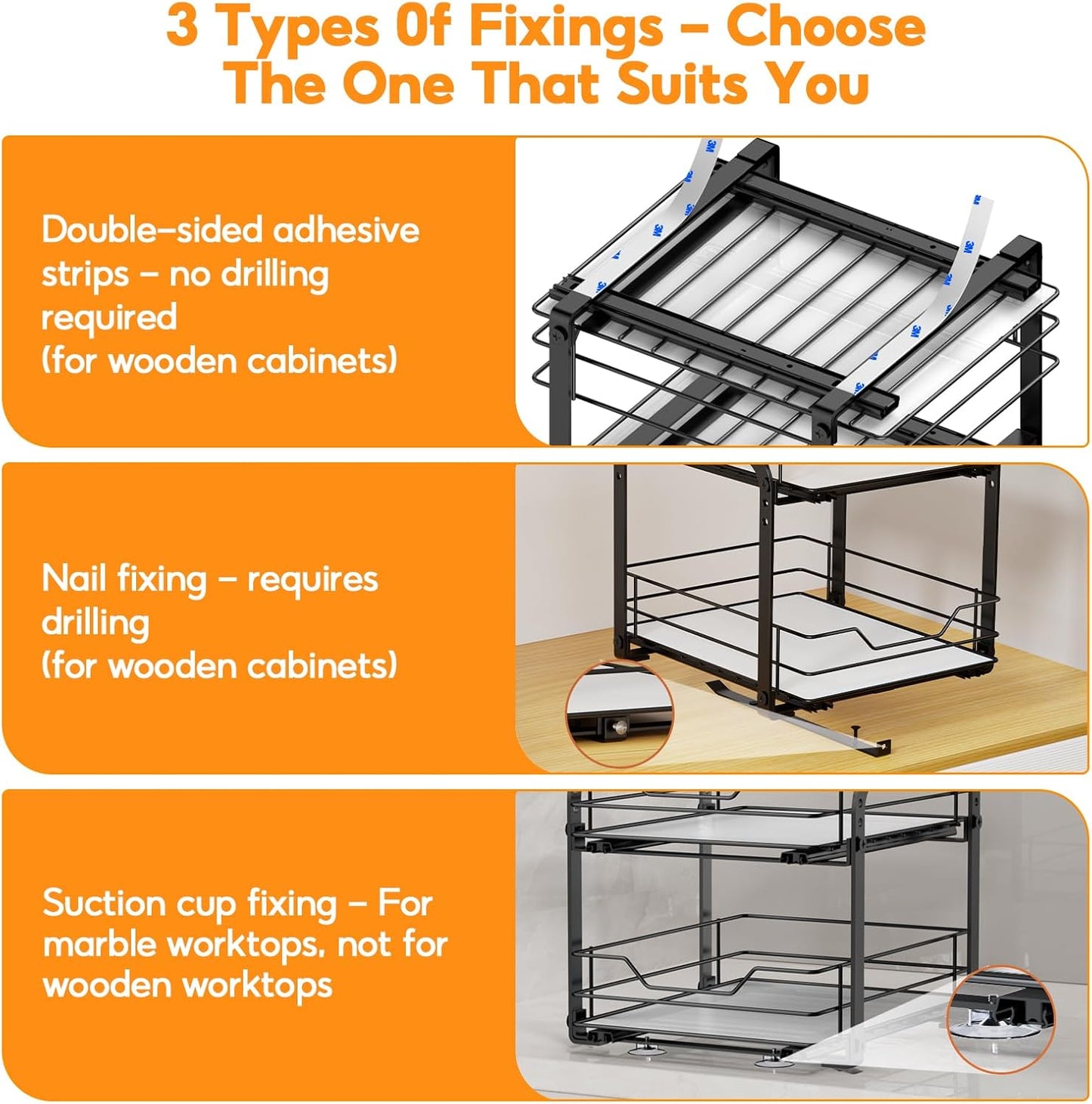 Spice Rack Organizer for Cabinet, 2 Tier Vertical Pull Out Spice Rack – Heavy Duty Metal Spice Organization for Cabinet, 40-Jar Capacity, Height Adjustable Cabinet Organizer (9"W×10.5"D×9"H, Black)