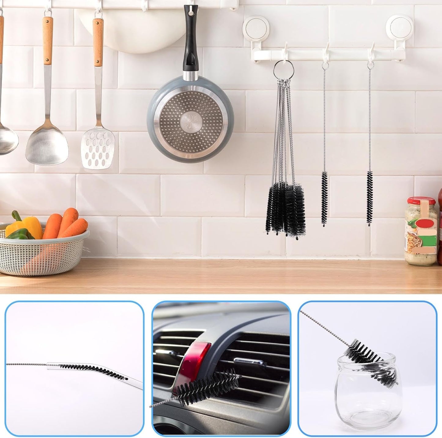 16pcs Long Tube Cleaner Set, Extra Long Hose Cleaning Brush, Pipe Cleaning Brush, Cleaning Brush Stainless Steel for Fish Tank, Kitchen, Straw