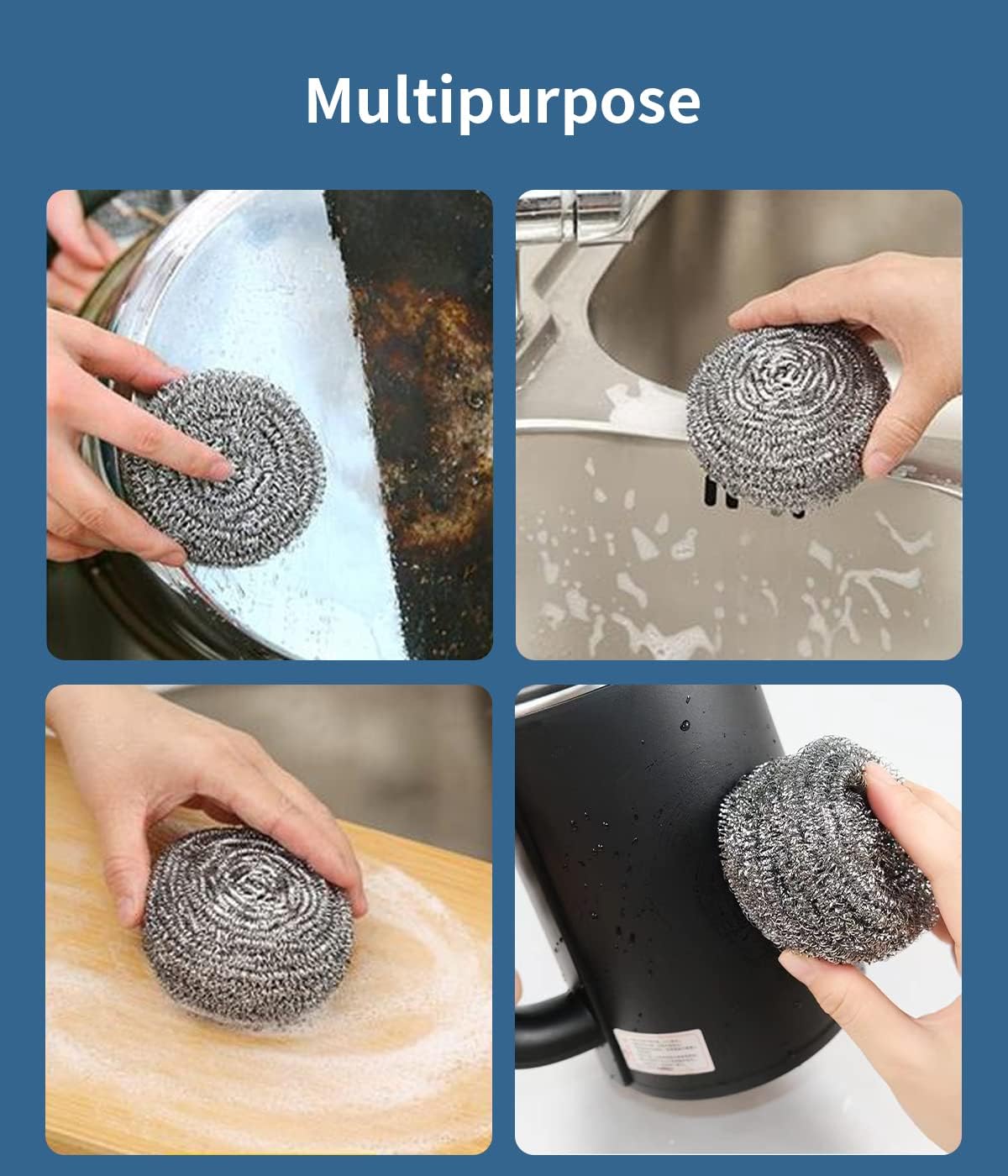 Steel Wool Scrubber - Steel Wool for Cleaning Dish Pots Pans Grills Stainless Steel Scrubber for Kitchen Sinks Cleaning Steel Wool Pads Metal Scrubber (24)