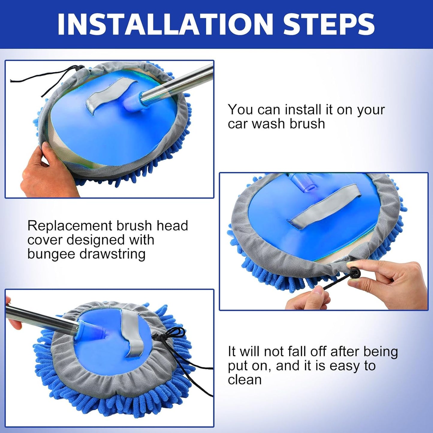 Layhit 5 Pcs Car Wash Mitt Set, Brush Not Included, Microfiber Mitt Cleaning Car Truck Washing Tools Kit RV Pickup Chenille Scratch Replacement(Royal Blue)