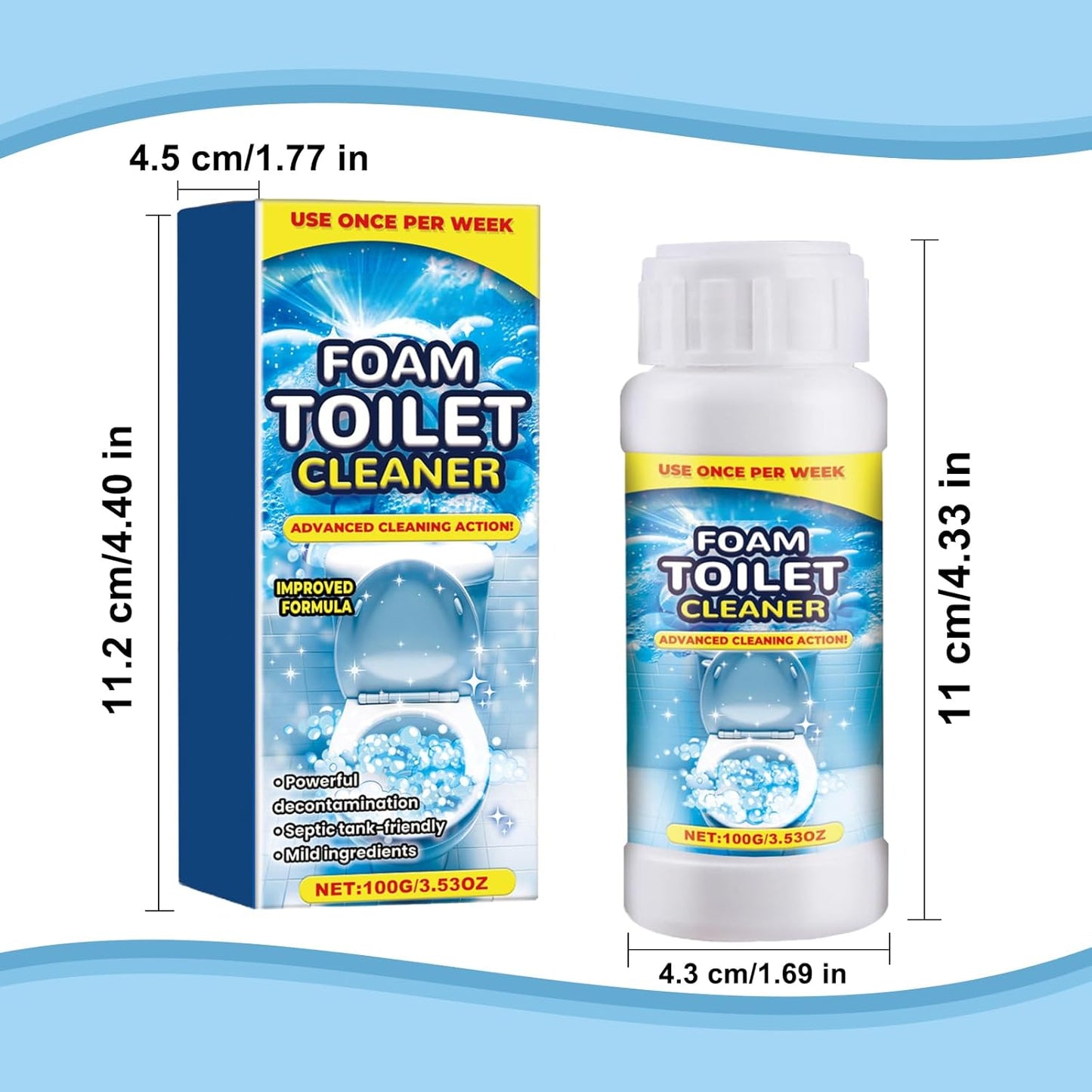 2PCS Foam Toilet Cleaner,New Powerful Foaming Toilet Bowl Cleaner,Foaming Bathroom Cleaner for Home,Instant Powerful Cleaner for Toilets Squatting Pans