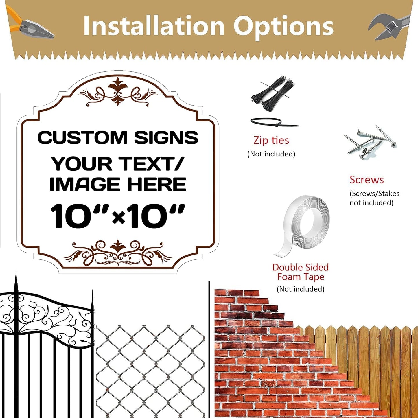 Custom Aluminum Weatherproof Metal Sign - Indoor/Outdoor, Personalized Text & Picture, Hazard, Garden, Door Sign