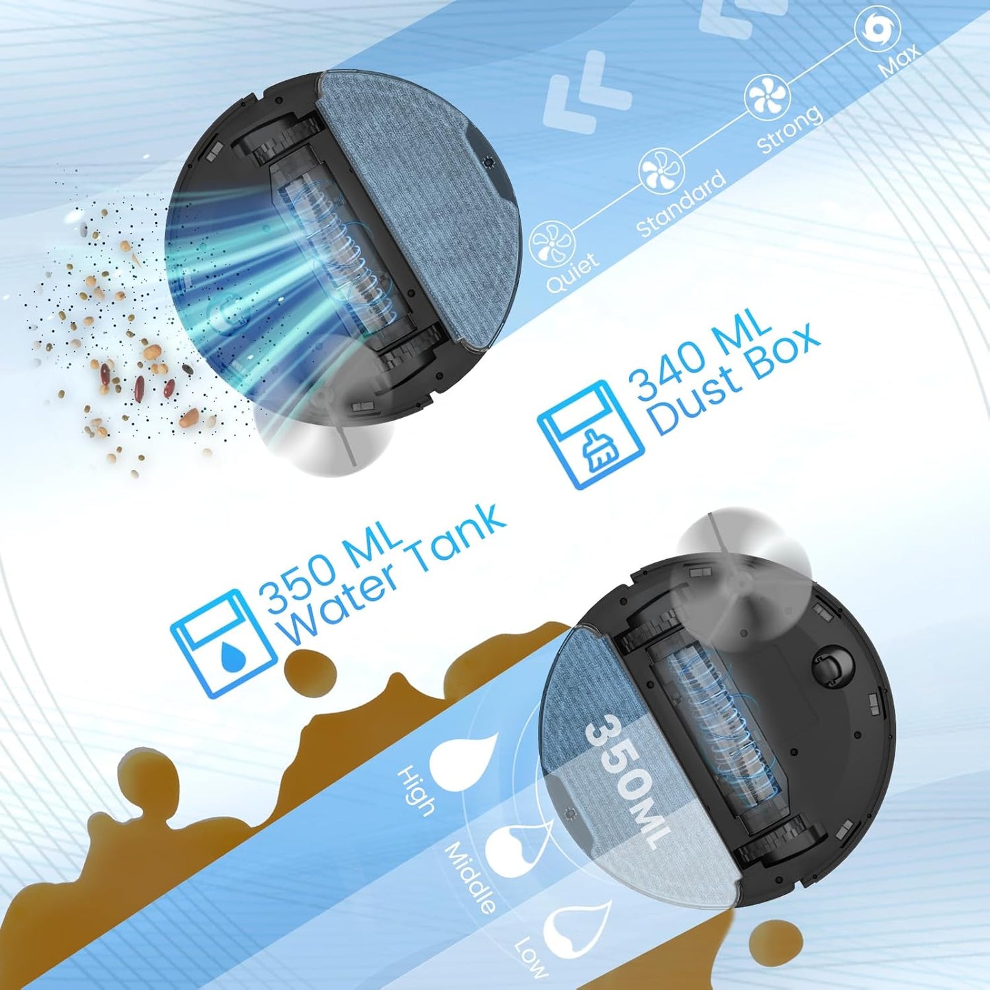 Robot Vacuum and Mop Combo, Self-Emptying, 60-Day Capacity, Schedule, 180mins Runtime, Home Mapping, Wi-Fi/App/Alexa/Remote, Robotic Vacuum Cleaner for Pet, Hard Floors, Carpet