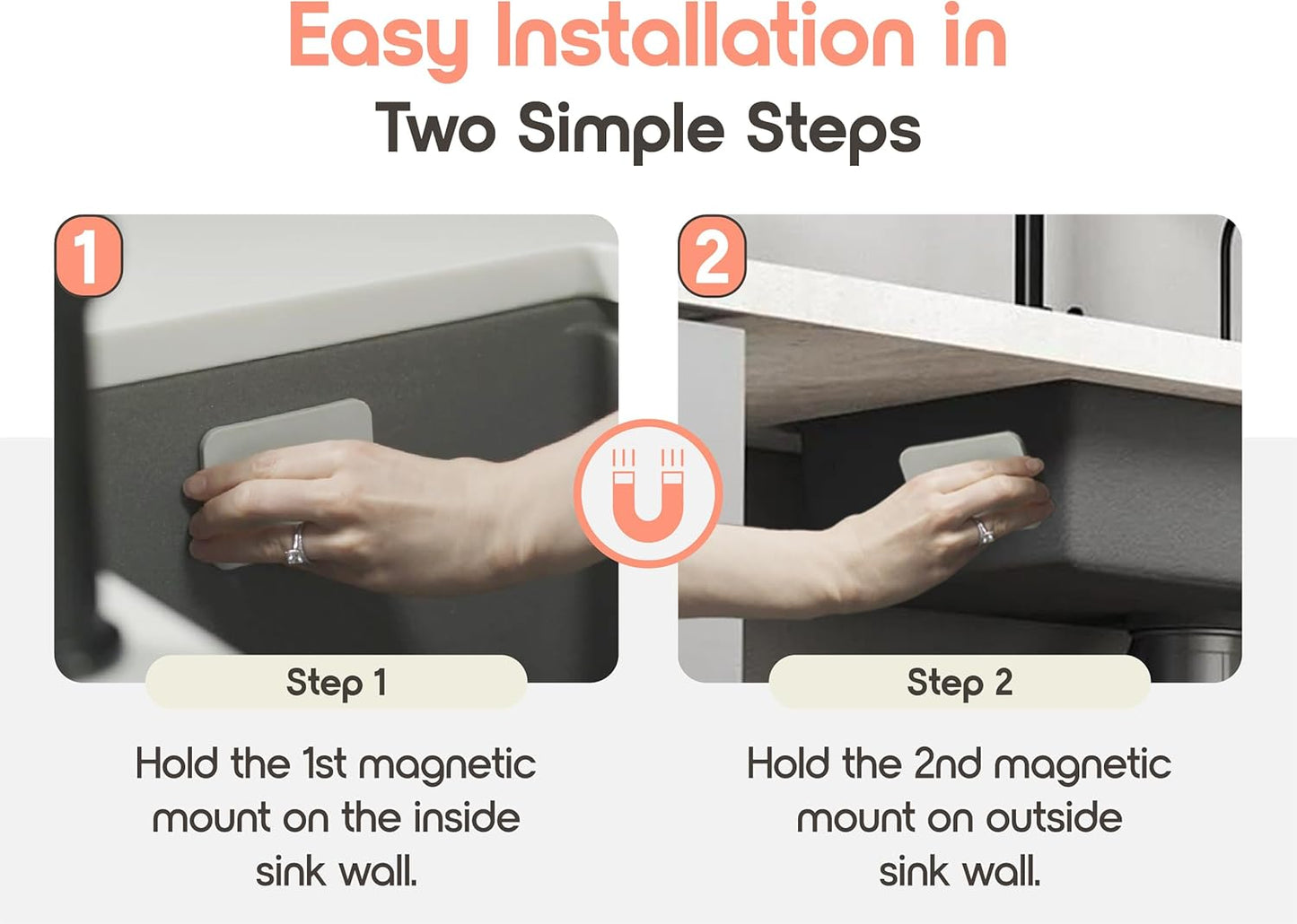 3-in-1 Dishwashing Cleaning Kit - Magnetic Sponge Holder for Kitchen Sink w/ 4-Pack Dual-Sided Dish Sponges Kitchen Set - Reusable Sponges for Dishes & Magnetic Dish Sponge System Starter Kit