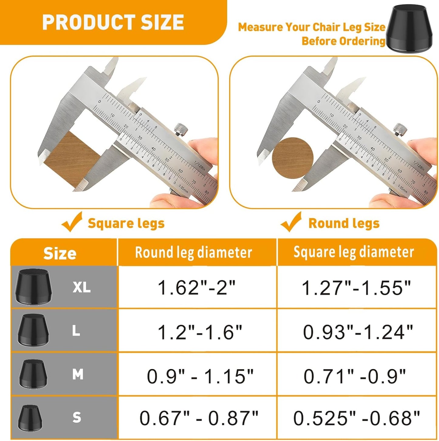 Furniture Sliders,24 PCS Chair Leg Sliders for Carpet, Furniture Movers Sliders, Carpet Chairs Furniture Glides, Floor Protectors, Carpet Moving Sliders Easily Move. (Black-Round Fit:1.2-1.6")