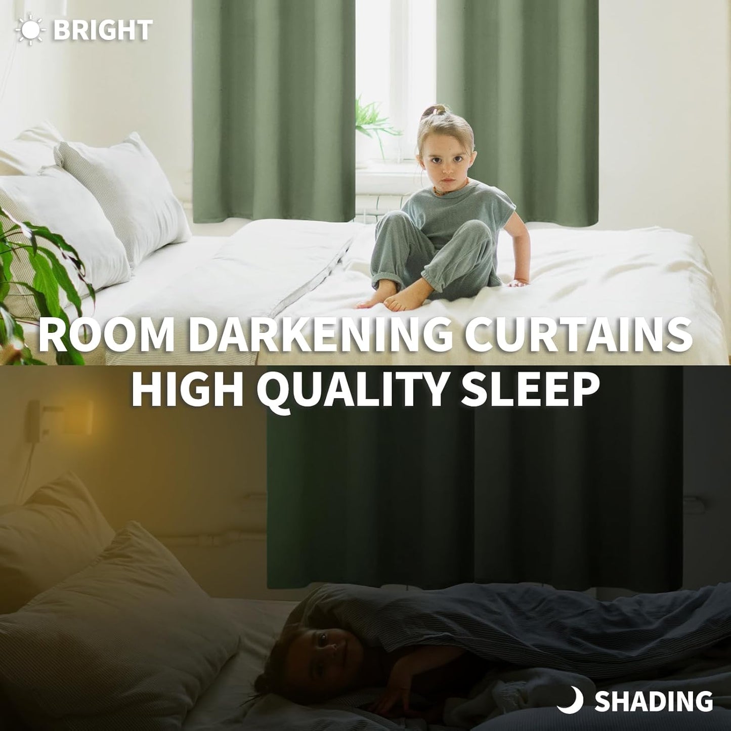 BGment Olive Green Blackout Curtains 84 Inches Length 2 Panels for Living Room - Rod Pocket Thermal Insulated Room Darkening Drapes for Bedroom Dining Privacy, 42 x 84 Inch