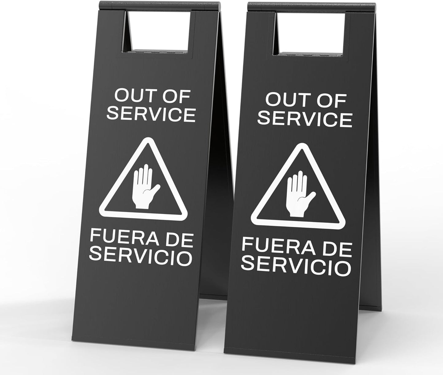 Stainless Steel Out of Service Sign Portable Foldable Sign 2-Pack (Black)