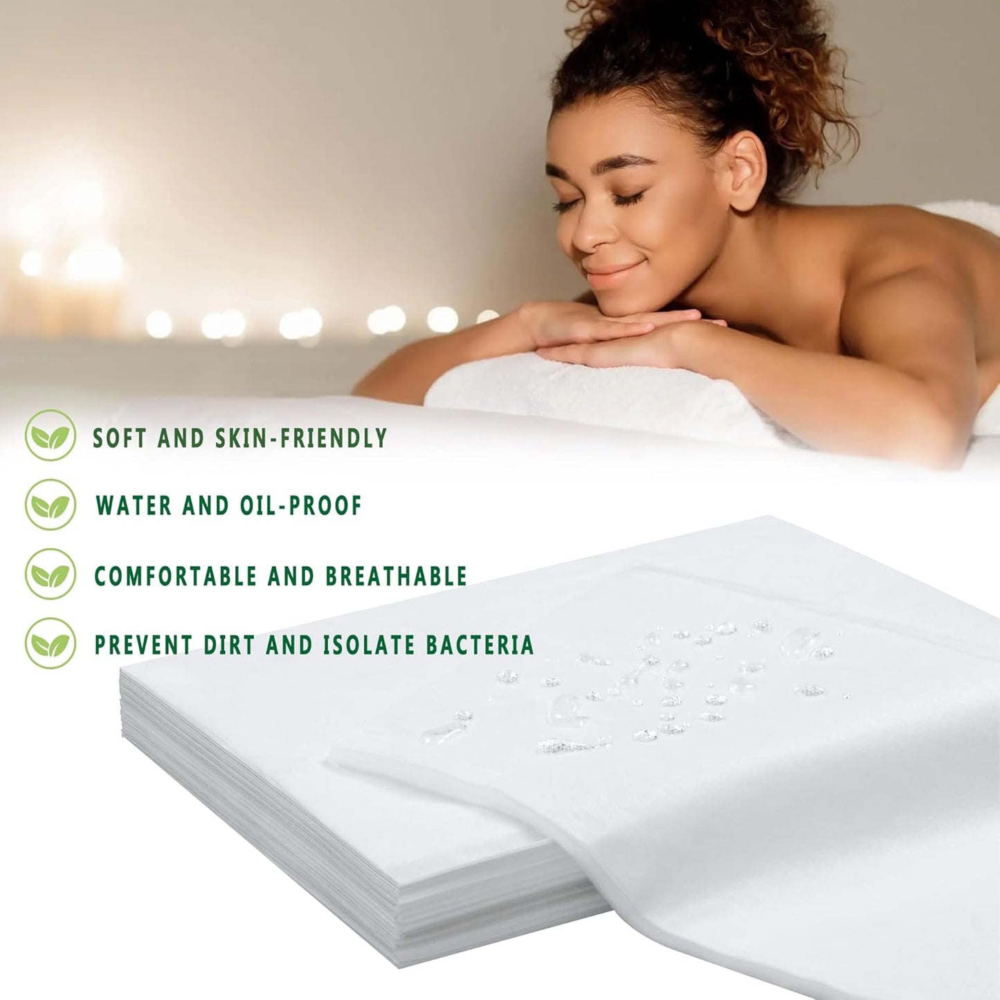 31" x 71" Disposable Bed Sheets for Massage Table Waterproof Massage Table Sheet Soft Non Woven Fabric SPA Bed Cover Breathable for Massage Beauty Tattoos 50PCS (White)
