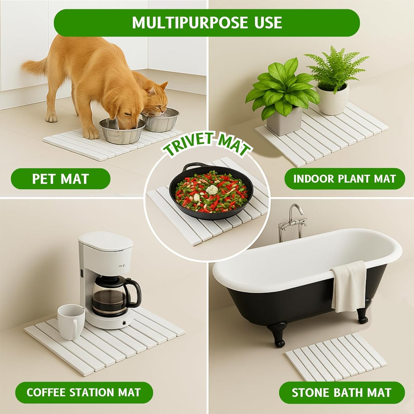 Stone Dish Drying Mat – Large 24×16 Quick Dry Stone Mat Kitchen, Diatomaceous Earth Dish Drying Mat for Kitchen Counter with Wooden Drying Rack, Fast Drying Stone Mat, Eco-Friendly & Super Absorbent