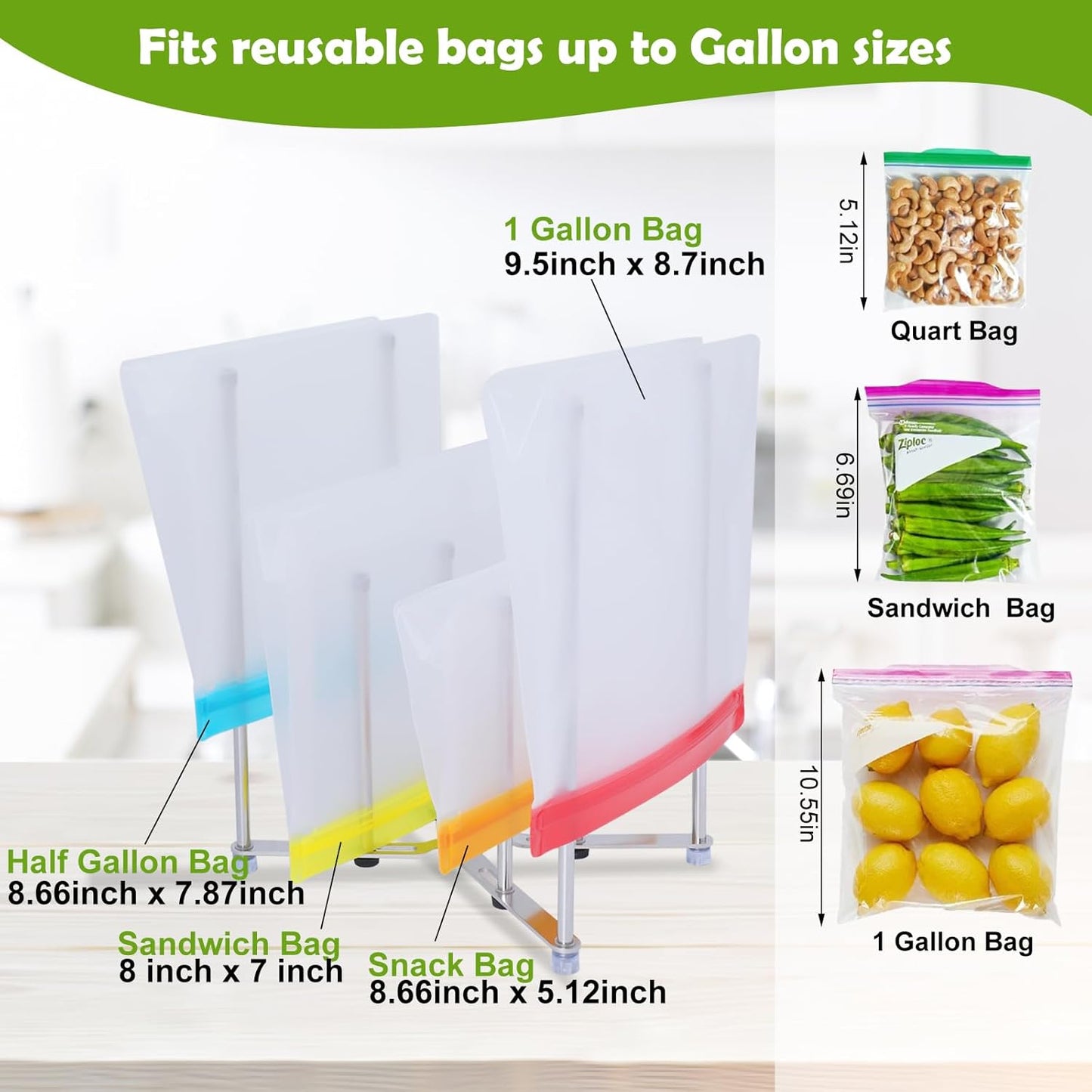 Plastic Bag Drying Holder, Bottle Drying Rack, Multifunctional Kitchen Grocery Bag Stand, Collapsible Cup Draining Rack for Wine Decanter, Mugs, Mason Jars, Water Bottle (10.63 Inches Height)