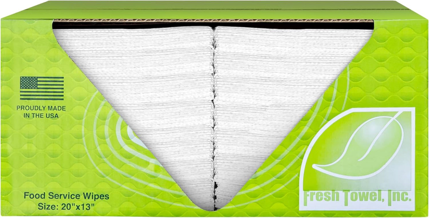 Fresh Towel Foodservice Reusable Paper Towels - 1/4 Fold, 13 x 20 inches - (1 Case of 150) All Purpose Cleaning Towels (White)