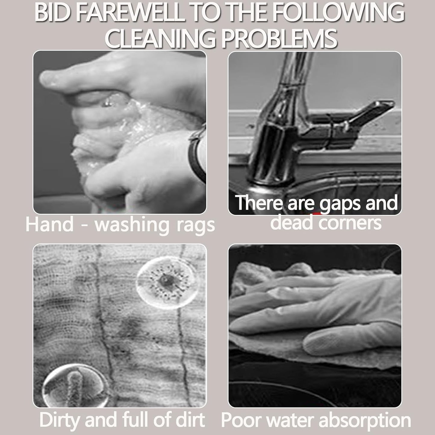 Mini Foldable Desktop Mop, Portable Cleaning Sponge Mop Self-Squeeze Sponge Cleaning Tool for Wet Dry Use on Kitchen Countertops Glass Bathroom Car (2 Pcs Gray)