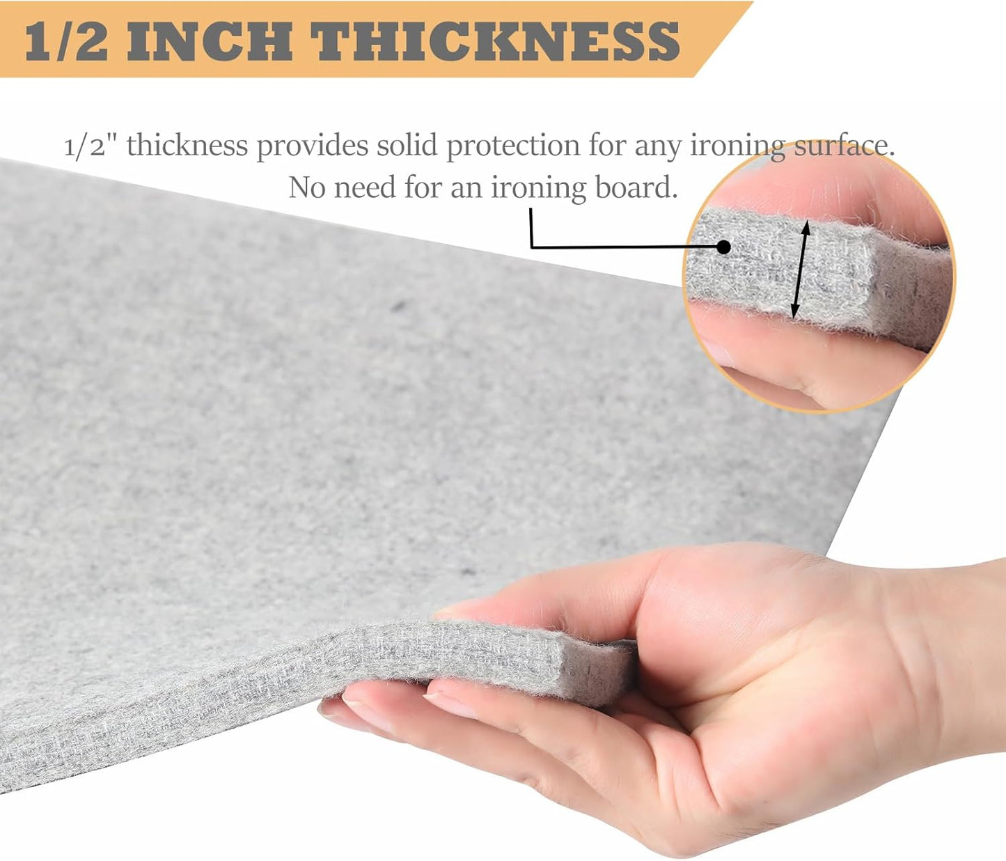 Wool Pressing Mat for Quilting, 24" X 36" Portable Wool Ironing Mat 100% Felted Wool Iron Board for Quilters, Great for Quilting & Sewing Projects