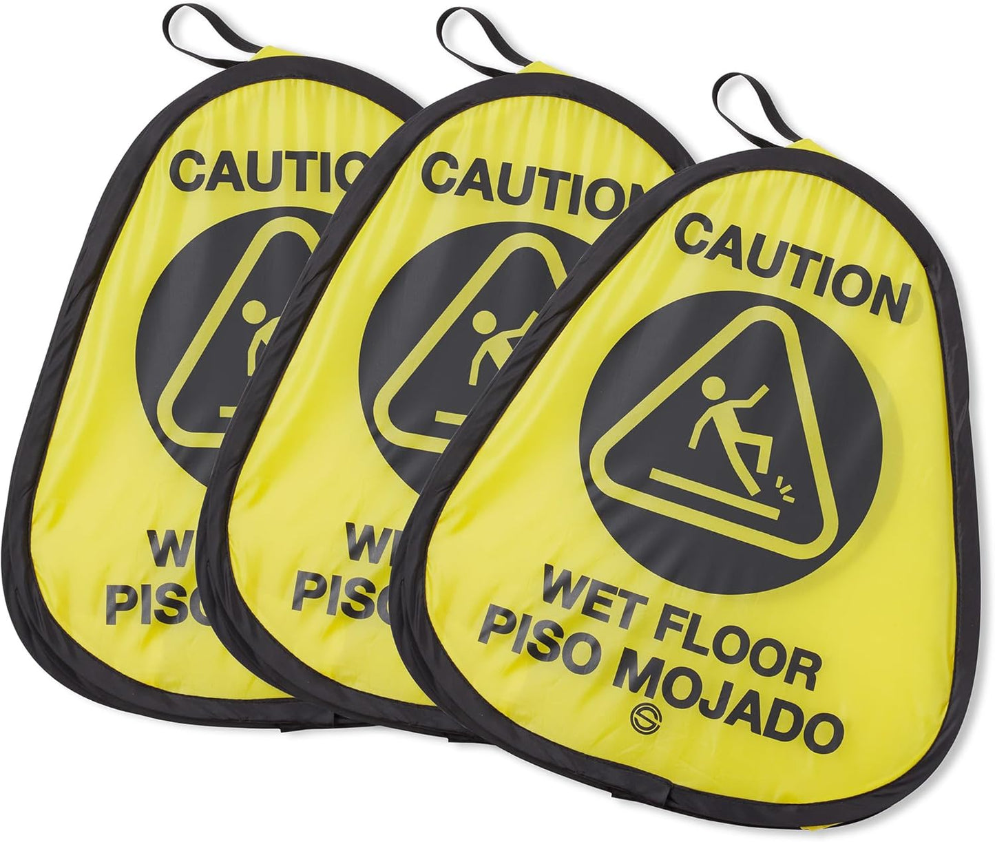 Dryser 3-Pack 16" Pop-up Caution Wet Floor Signs - Yellow 4-Sided English/Spanish Warnings