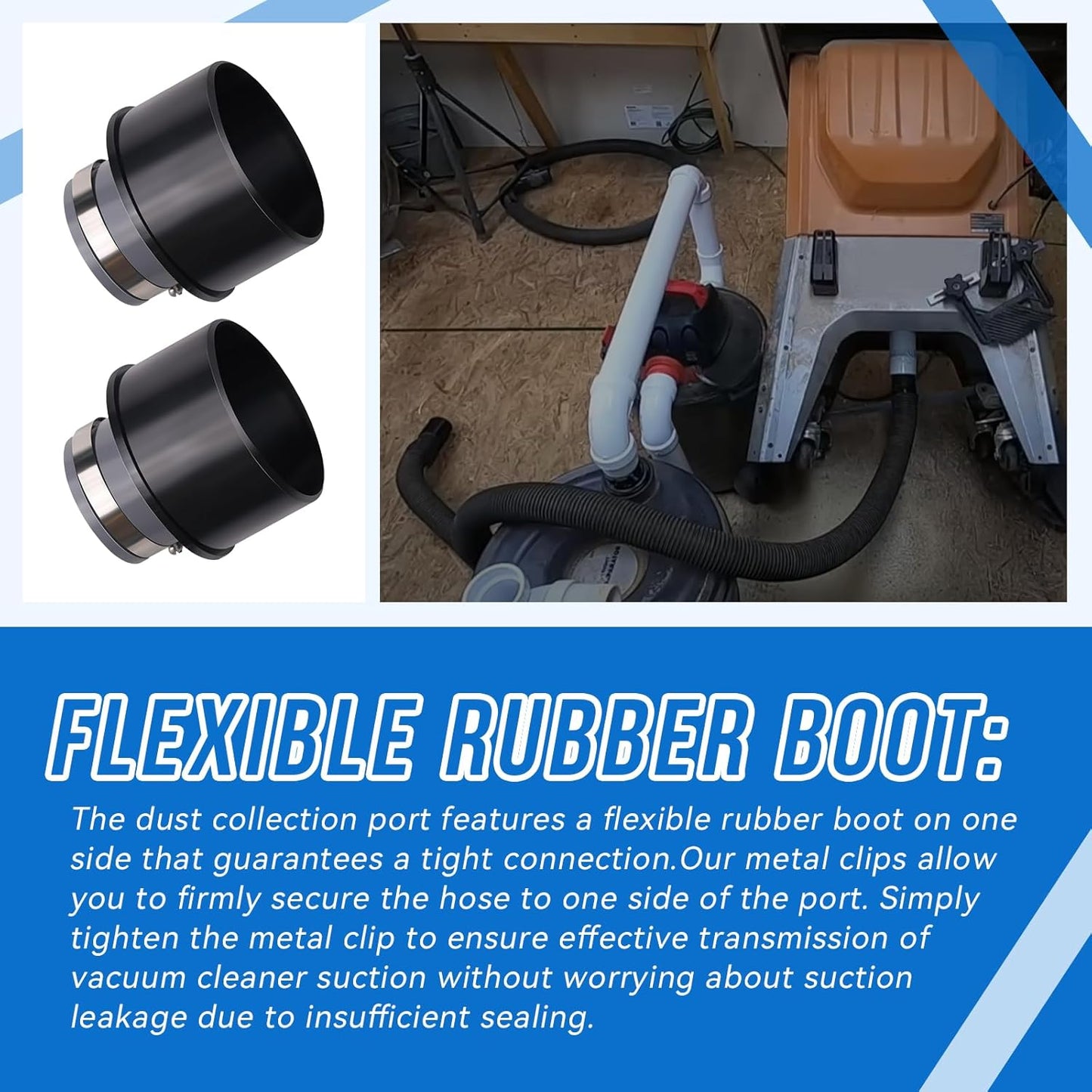 2.5'' Dust Collection Ports Port(2 Ports & 2 Metal Hose Clamps) Compatible with 2.5-inch dust collection hoses(Pack Of 2)