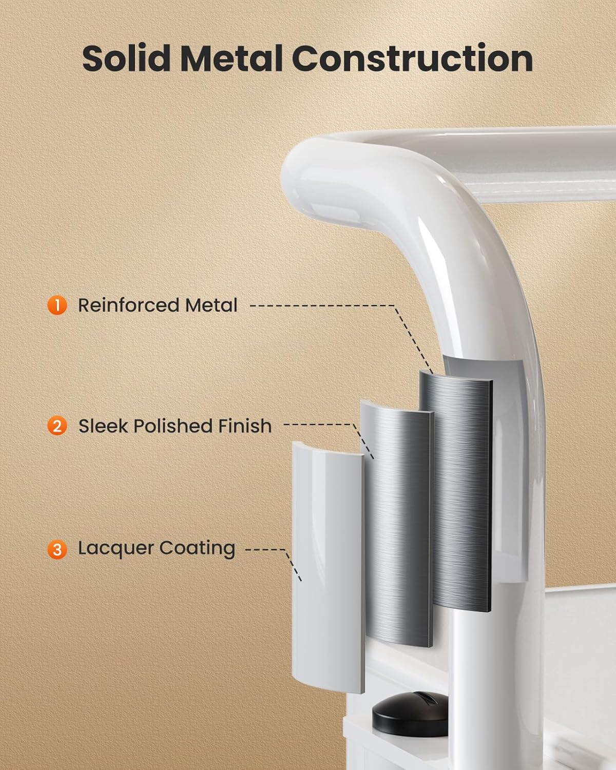 Pipishell 3 Tier Mesh Utility Cart, Rolling Metal Organization Cart with Handle and Lockable Wheels, Multifunctional Storage Shelves for Kitchen Living Room Office White