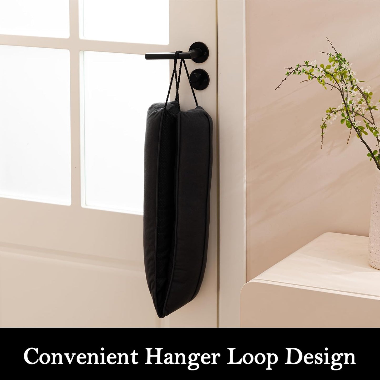 Sunolga 28" Door Draft Stopper Blocks Hot and Cold Air with Removable Washable Cover for Gaps Up to 3", All-Season Seal for Noise, Door Sweep for Bottom of Door and Window, Home Essentials, Black