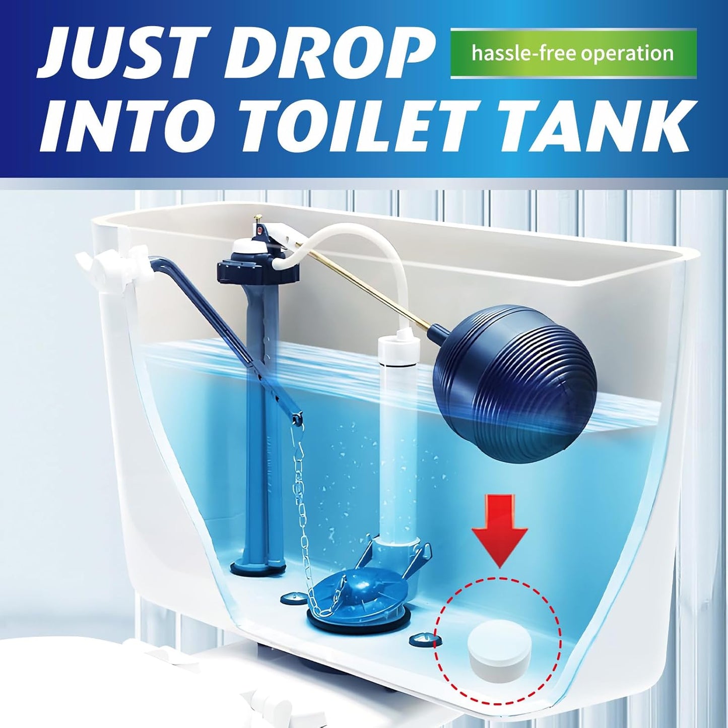 Toilet Bowl Cleaner Tablets - 20 PCS Automatic Bleach Toilet Cleaner Tablets, Slow-Releasing Deodorizing & Descaling, Powerful Bathroom Tank Cleaner