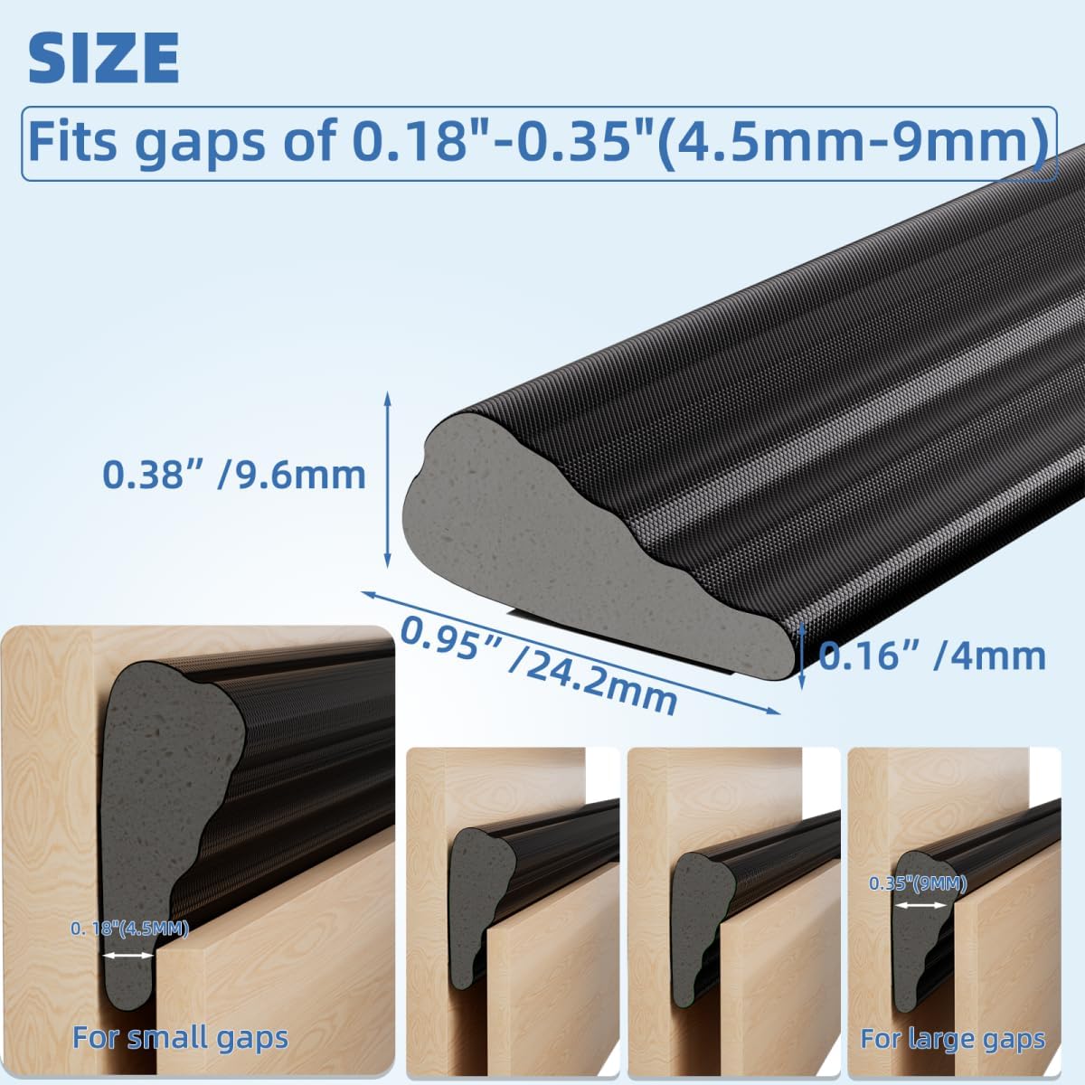 Wedge-Shape Window Weather Stripping Door Frame Seal Strip 118” White,Upgrade Black Foam,Soundproofing,Draft Stopper,Winter Insulation,Noise Blocker, Gap Filler for Exterior Front Door Side