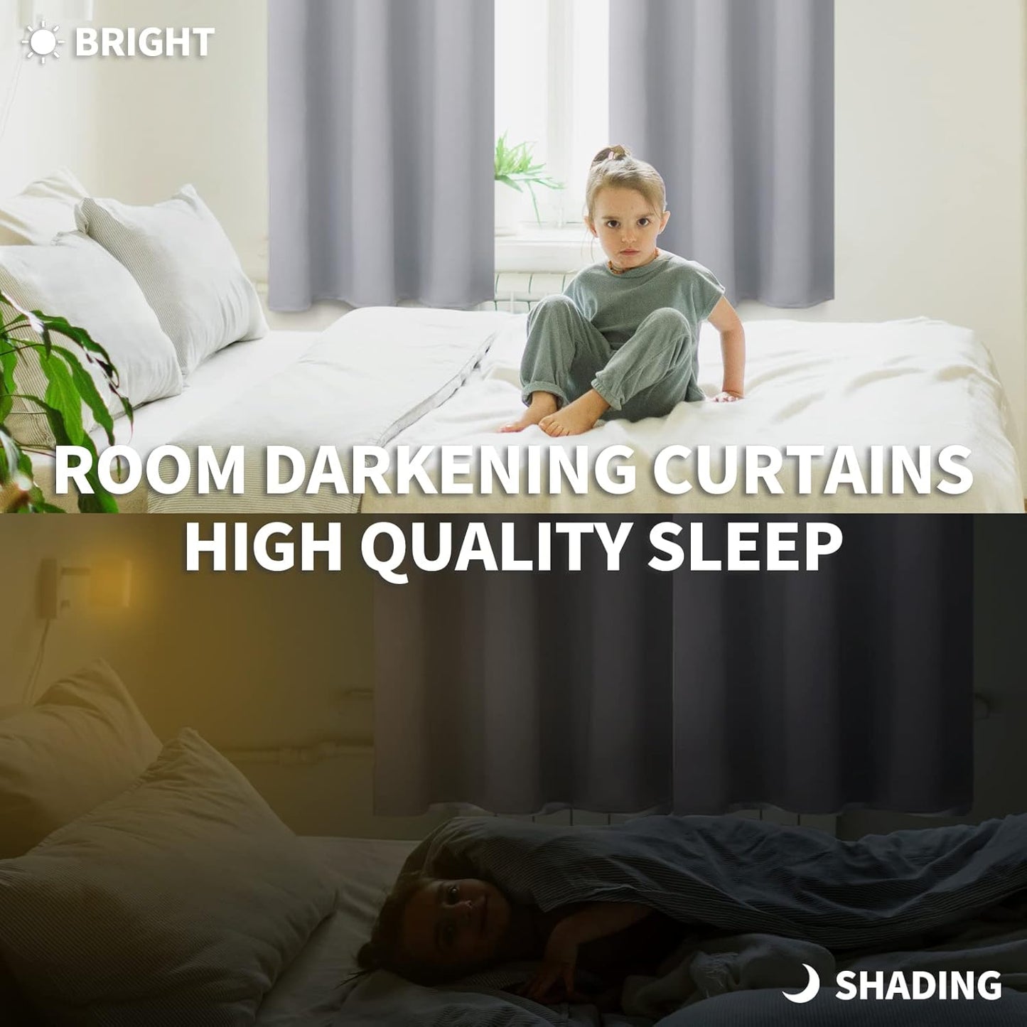 BGment Rod Pocket Room Darkening Curtains for Bedroom 84 Inches Long - Thermal Insulated Blackout Curtain Drapes for Living Room, 42 x 84 Inch, 2 Panels, Light Grey