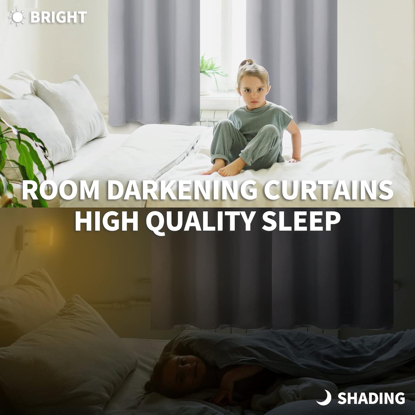 BGment Light Grey Short Curtains 36 Inches Length for Kitchen Cafe - Half Window Drapes with Rod Pocket Small Thermal Insulated Darkening Blinds for Bathroom Bedroom, 2 Panels, 34 x 36 Inch