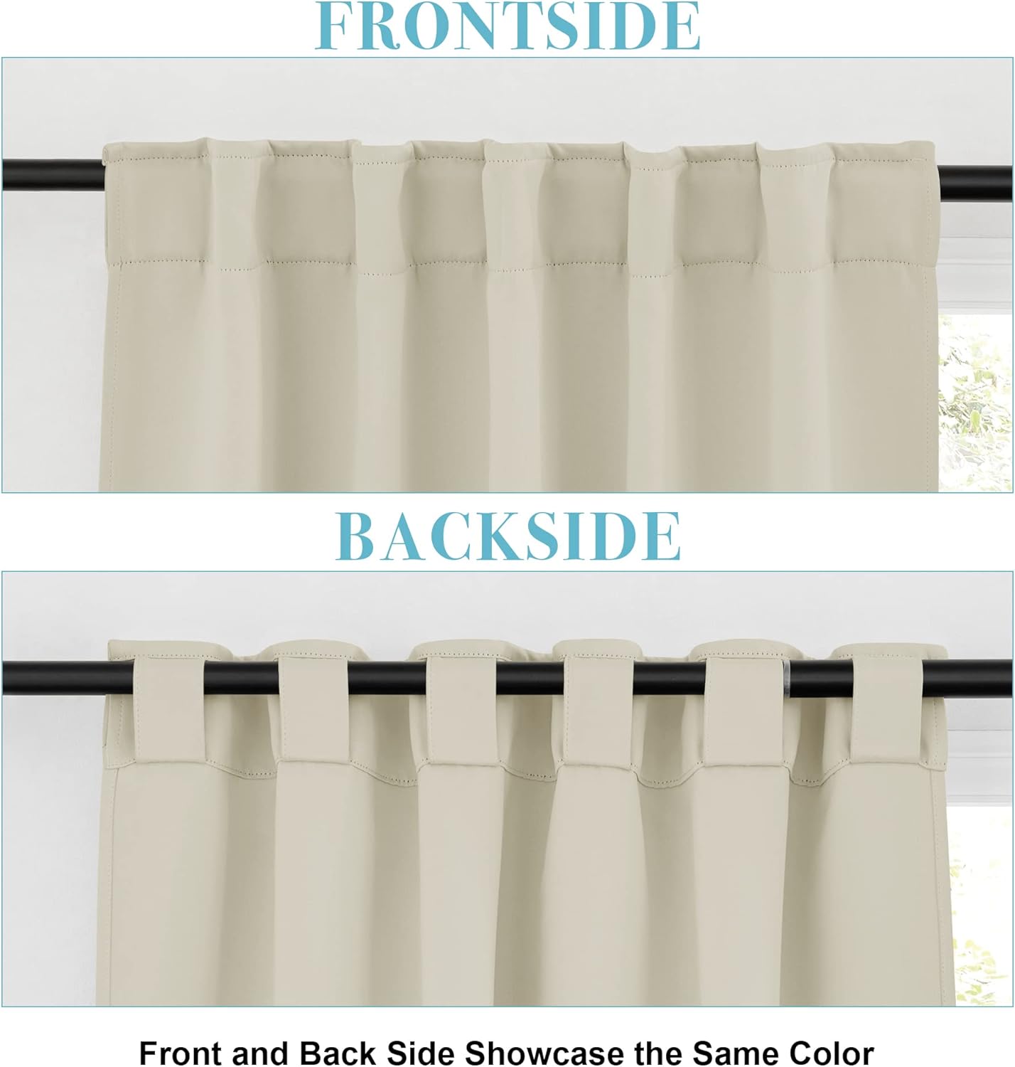 RYB HOME Blackout Curtains for Living Room, Back Tab & Rod Pocket Top Insulating Window Decor for Bedroom Dining Sliding Glass Door Home Office, W 62 x L 84, Beige, 2 Panels