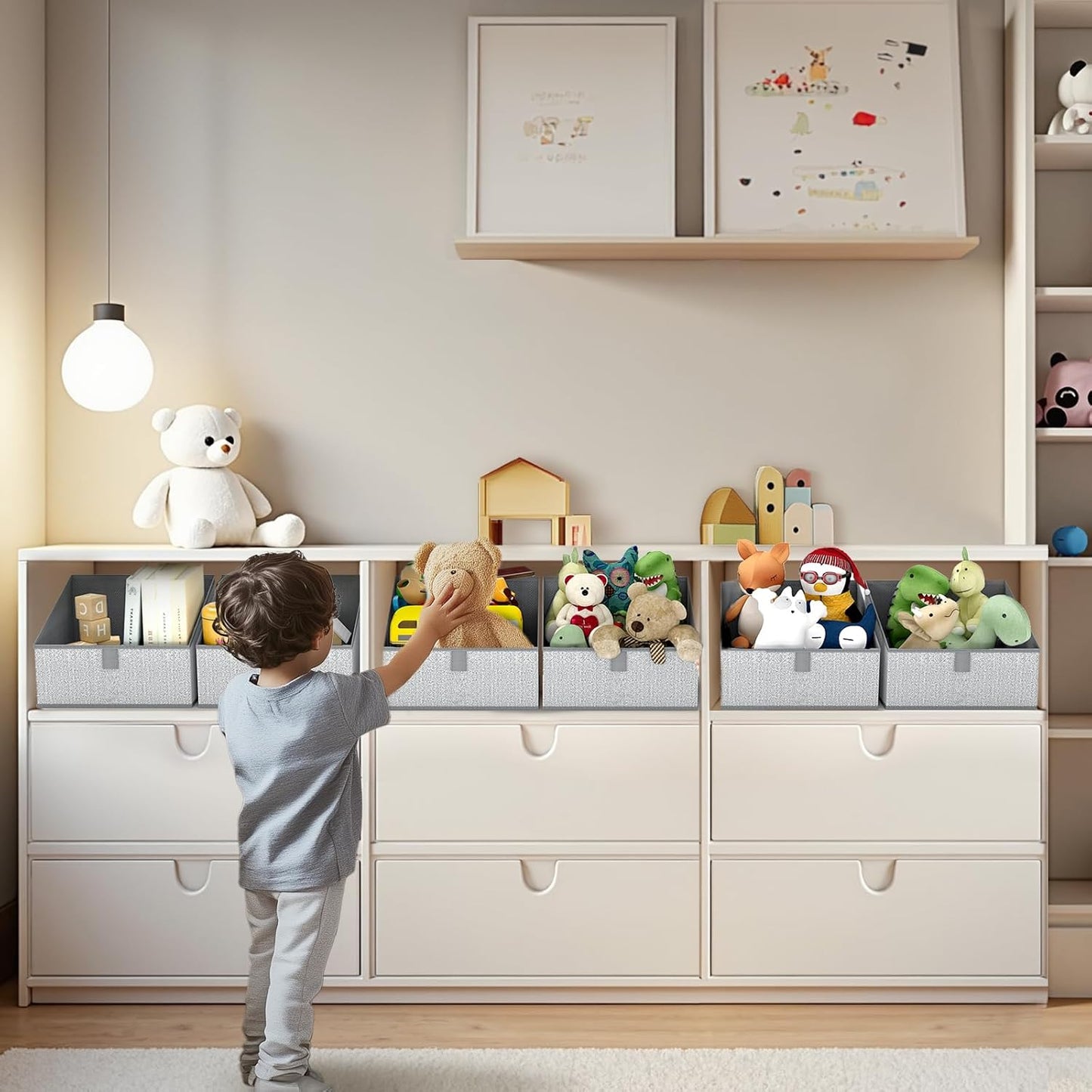 DIMJ Trapezoid Storage Bins, Closet Storage Bins with Handle, Foldable Closet Organizers and Storage Baskets for Toys, Books, Clothes, 8 Packs