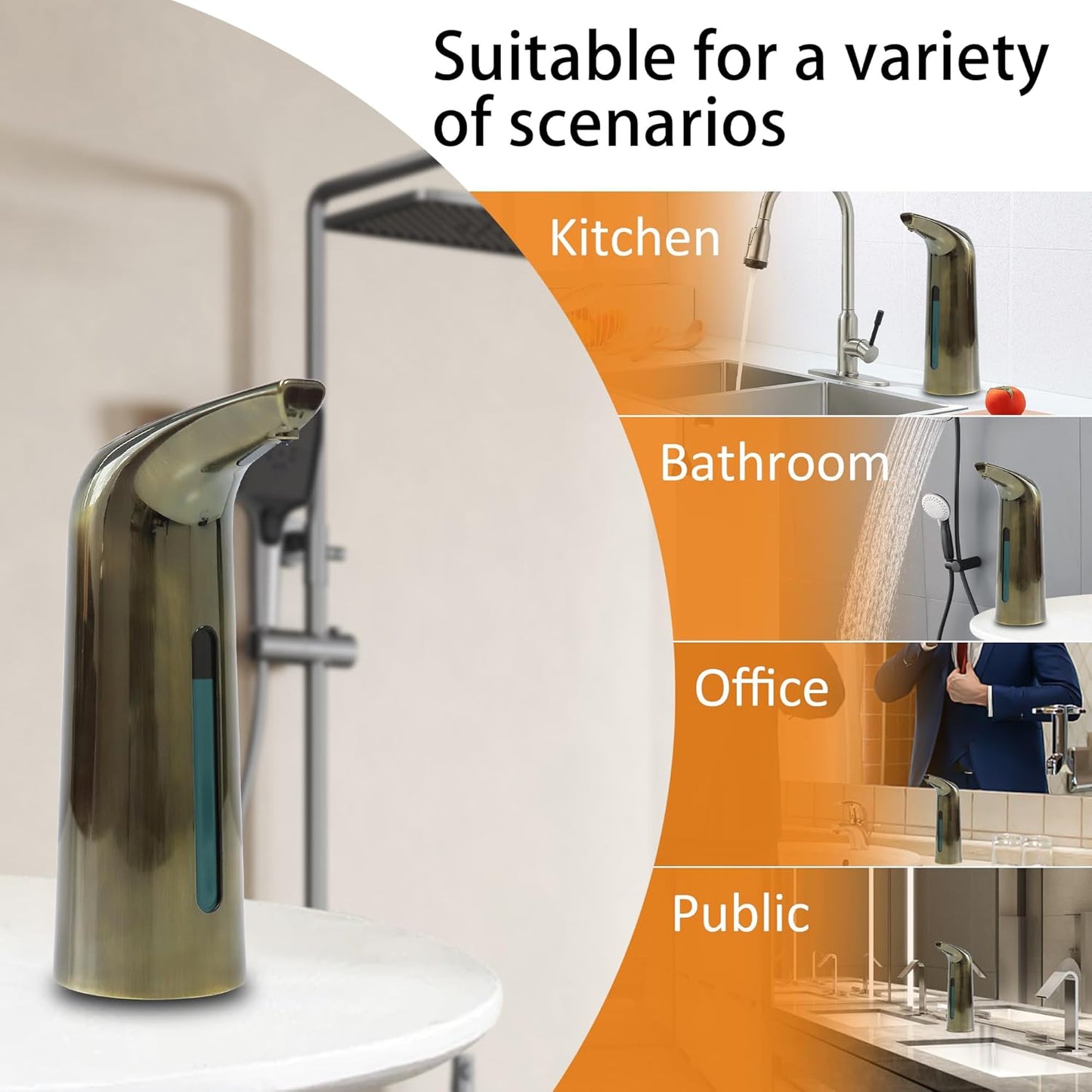 Automatic Liquid Soap Dispenser Touchless,400ML Modern Dish Soap Dispenser with Sensor,4 Gear Adjustable Battery Operated Waterproof Hand Sanitizer Dispenser for Bathroom,Kitchen