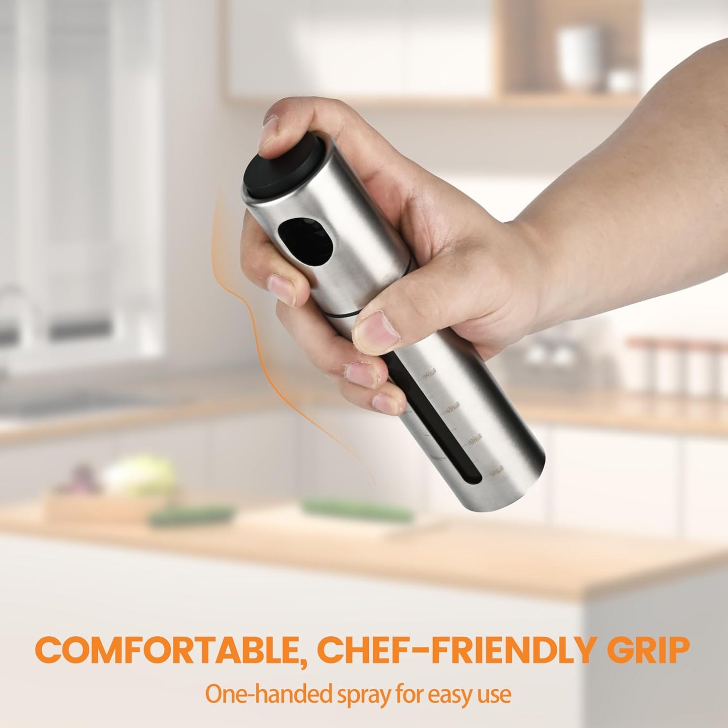 Oil Bottle for Cooking,100ml Stainless Steel Cooking Oil Spray Bottle for,Salads, BBQS and More,One-Handed Use