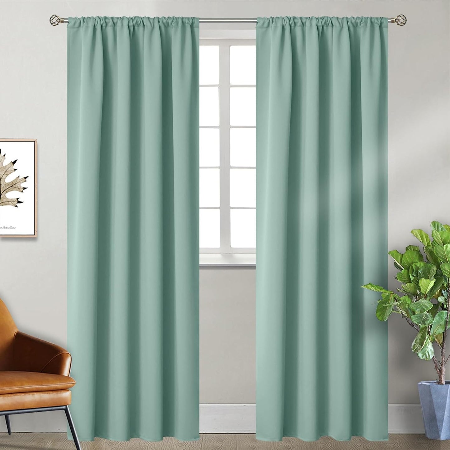 BGment Light Sage Blackout Curtains 84 Inches Long for Living Room - Rod Pocket Thermal Insulated Room Darkening Drapes for Bedroom Dining Privacy, 42 x 84 Inch, 2 Panels