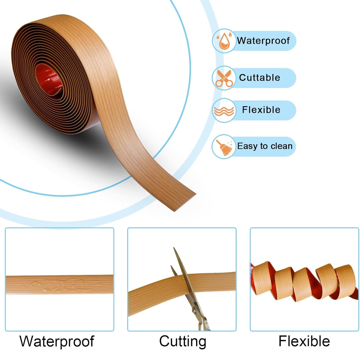 Floor/Door Flat Transition Strip & Self Adhesive Floor Vinyl Floor Edge Trim Laminate Floor Gap Covering Joining Strip
