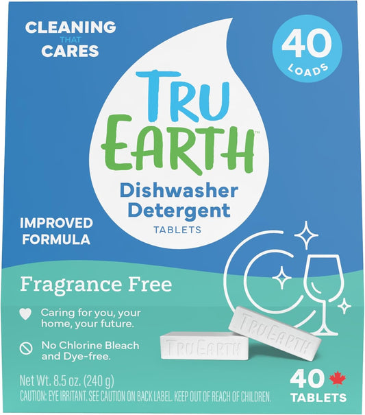 Tru Earth Dishwasher Detergent Tablets | Eco Friendly Alternative to Liquid Pods | 40 Tablets | Fragrance-Free