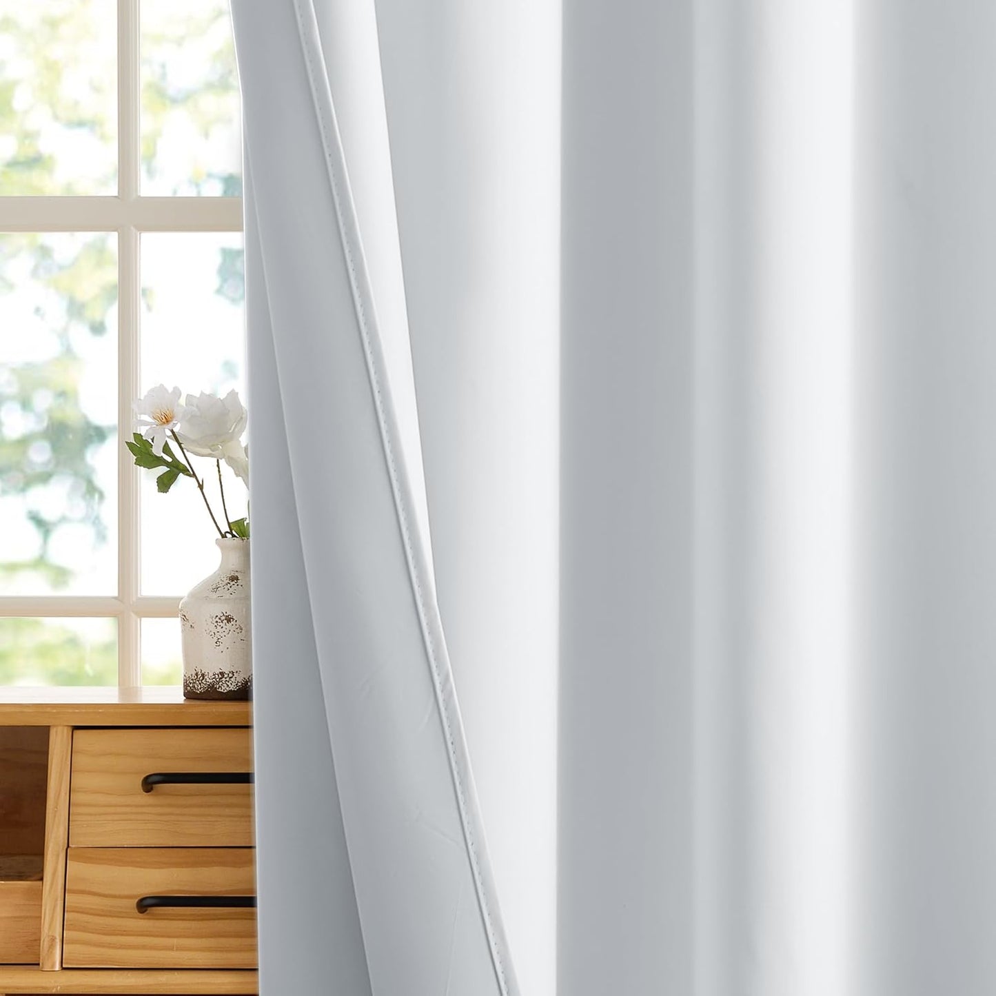 RYB HOME Mini Small 100% Blackout Curtains for Kitchen, Energy Saving Heat Blocking Half Window Curtains Drapes for Bathroom RV Car, Wide 34 x Long 36 inches, White, 2 Pcs