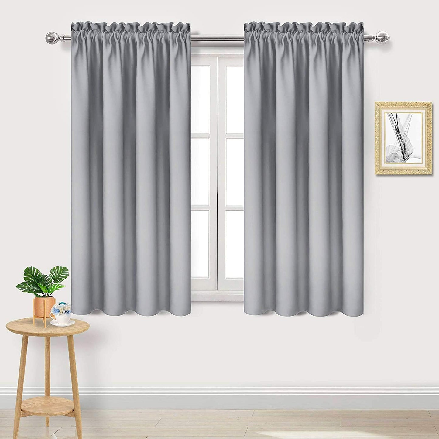 DWCN Blackout Curtains Room Darkening Thermal Insulated Bedroom Curtains Window Curtain Panels, 42 x 54 inches Long, Set of 2 Silver Grey Rod Pocket Drapes