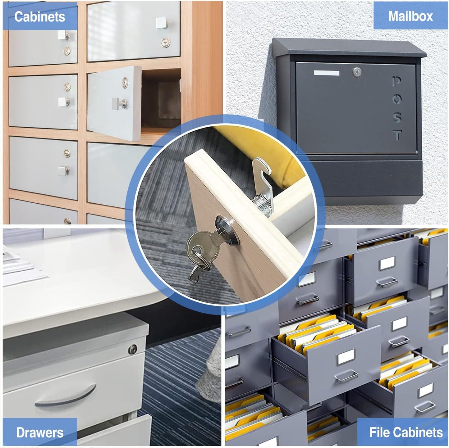 Cabinet Lock with Keys, 1-1/2" Long Cam Locks keyed Alike, Cam Lock Set for Cabinets Thick Drawers RV Storage Locks Tool Box with Keys, Zinc Alloy (2 Packs, 1-1/2 Inch)