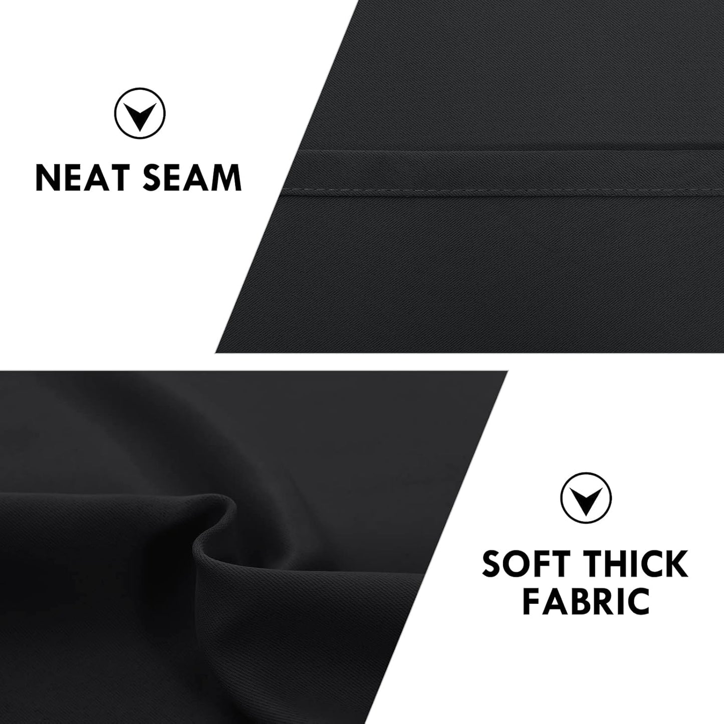 DWCN Black Blackout Curtains for Bedroom – Rod Pocket Thermal Insulated Energy Saving Drapes for Living Room and Bedroom, W 38 x L 54 Inch, 2 Panels