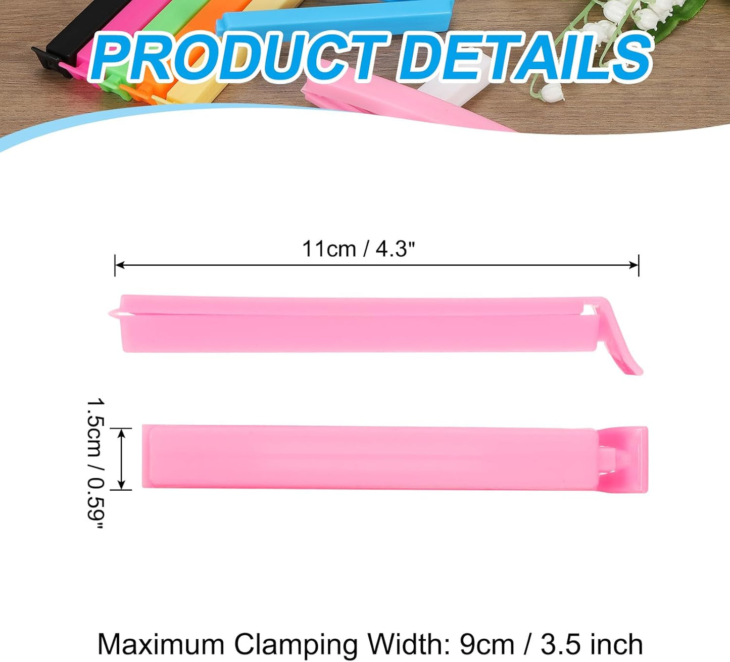 PATIKIL Sealing Clips 4.3 Inch, 10 Pack Reusable Plastic Bag Clip Clamp Sealer for Food Storage Snack Bag Home Kitchen, Pink