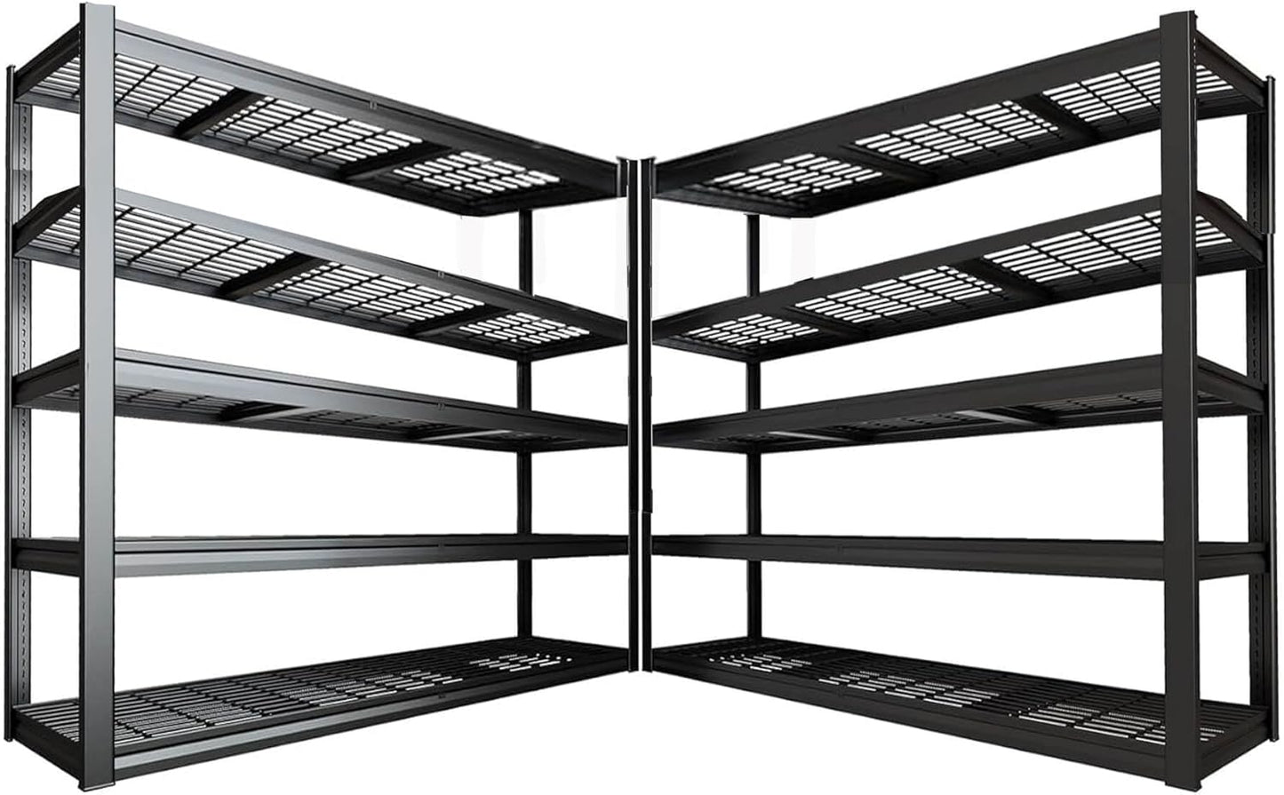 65" W Garage Shelving Heavy Duty, 5 Tier Garage Shelves, 30" D Adjustable Storage Shelving Unit, Commercial Metal Shelf for Warehouse, Pantry, School, Shop, 68" Wx30 Dx79 H, 2 Pack