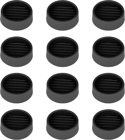 Non Slip Furniture Pads, 1.5' Round Black Rubber Caster Cups, 12 Pcs Anti-Slip Gripper, Anti Slide Floor Protectors for Bed, Couch, Stoppers