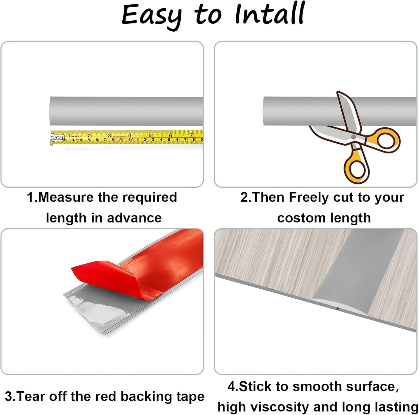 Floor/Door Flat Transition Strip & Self Adhesive Vinyl Edge Trim - Laminate Gap Covering Joining Strip
