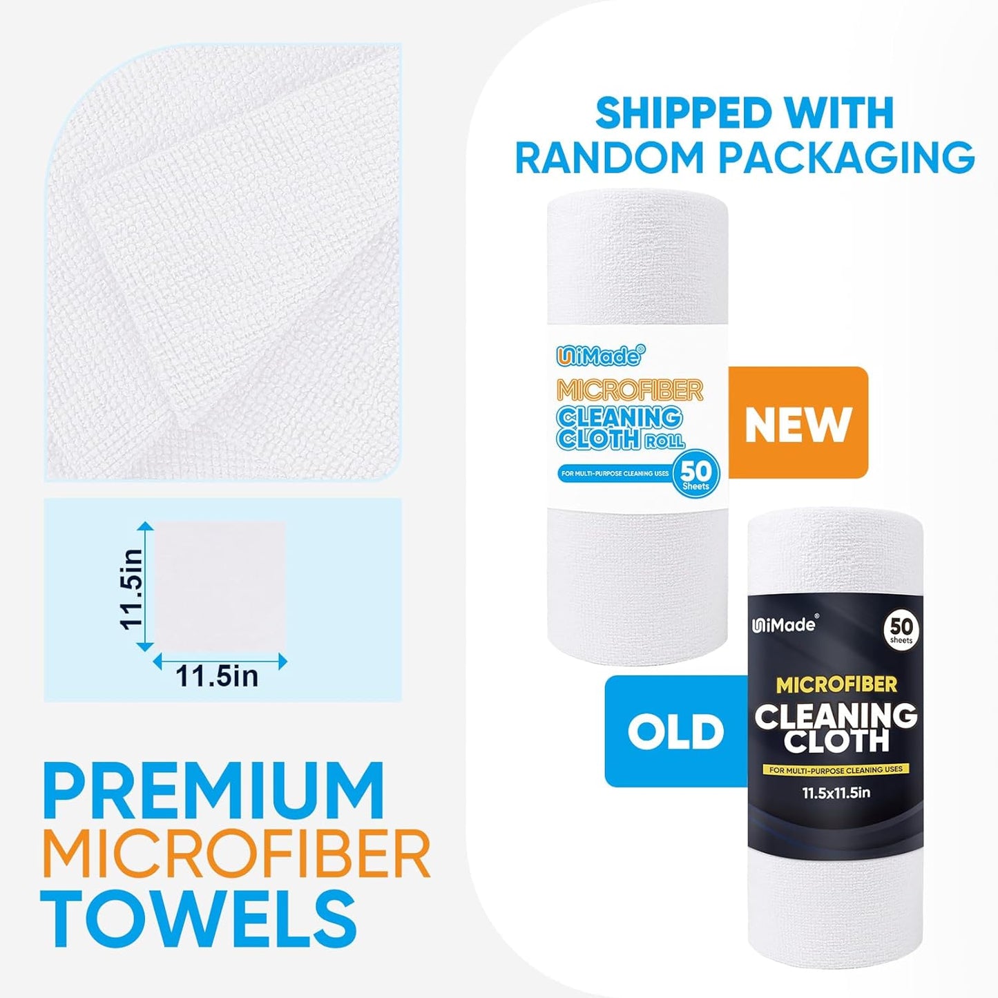 Microfiber Cleaning Cloth, 50 Sheets Shop Towels Commercial Grade Washcloths Lint-Free Clean Rags Bulk Towels for Cars Mechanic Restaurant Garage Housekeeping, 11.5"x 11.5", White