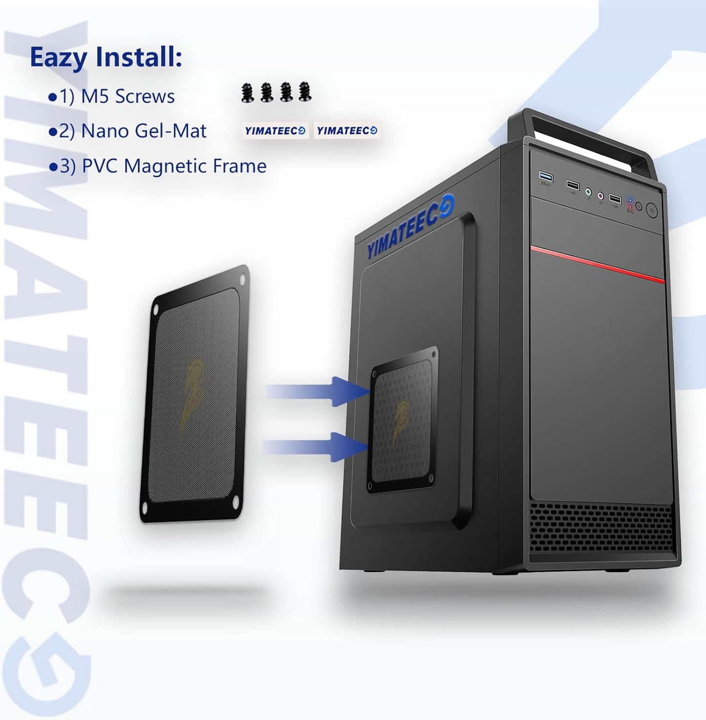 140mm Fan Filter PC Dust Filter Computer Fan Grills Dust Mesh Magnetic Frame PC Case Cover Dustproof PVC 50 Mesh(PVC, Gentleman Aesthetic, 140 * 140mm, 2pcs, Black)