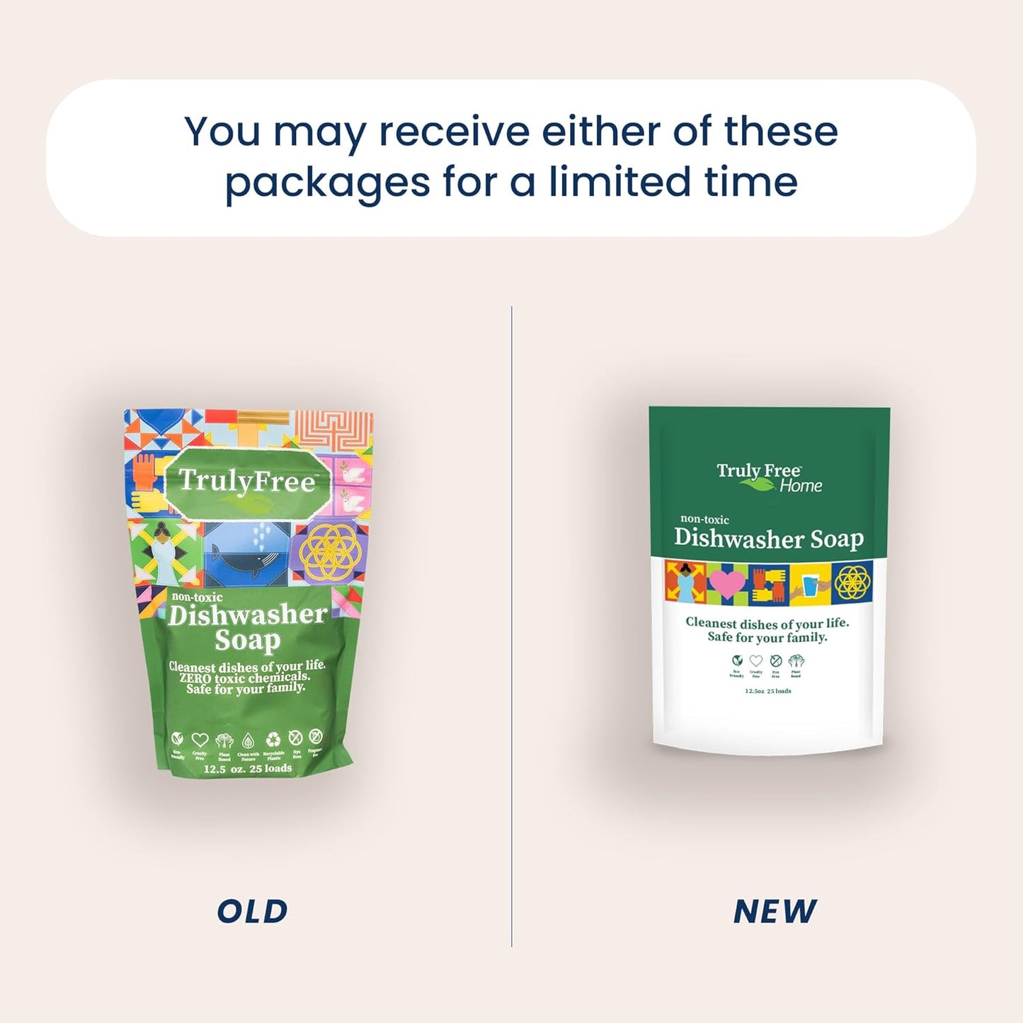 Truly Free Dishwasher Detergent Powder | Natural Dish Detergent, Dishwasher Soap | Plastic Free, Plant-Based, Clean, Heavy Duty Hard Water Stain & Grease Remover | Fragrance Free | 12.5 oz (Pack of 2)