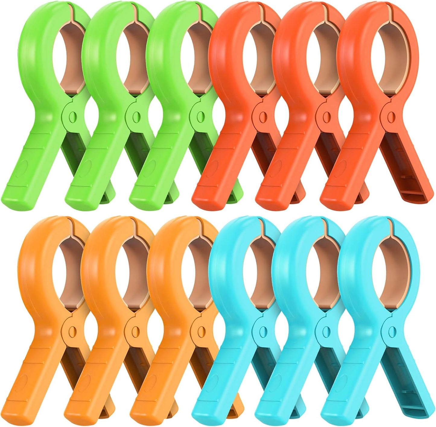 Senbowe 12 Pcs Beach Towel Clips for Beach Chairs, Towel Holder Clips for Chair Pool on Cruise,Heavy Duty Clothes Pins, Plastic Strong Beach Chair Clips to Keep Your Towel from Blowing Away,4 Colors