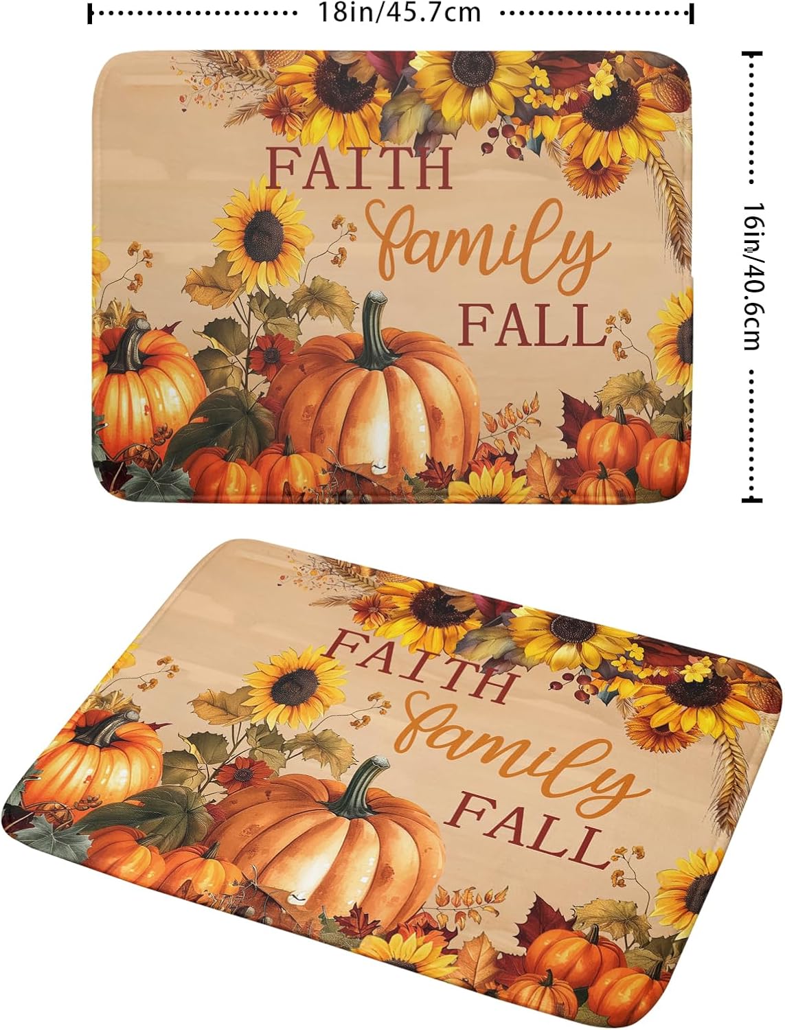 Faith FamilyFall Dish Drying Mat 16X18 Inch Thanksgiving Mats for Kitchen Counter Thanksgiving Autumn Harvest Pumpkin Dish Drying Mat Microfiber Dish Drying Pad Dish Rack Drainer Mat for Coffee Bar