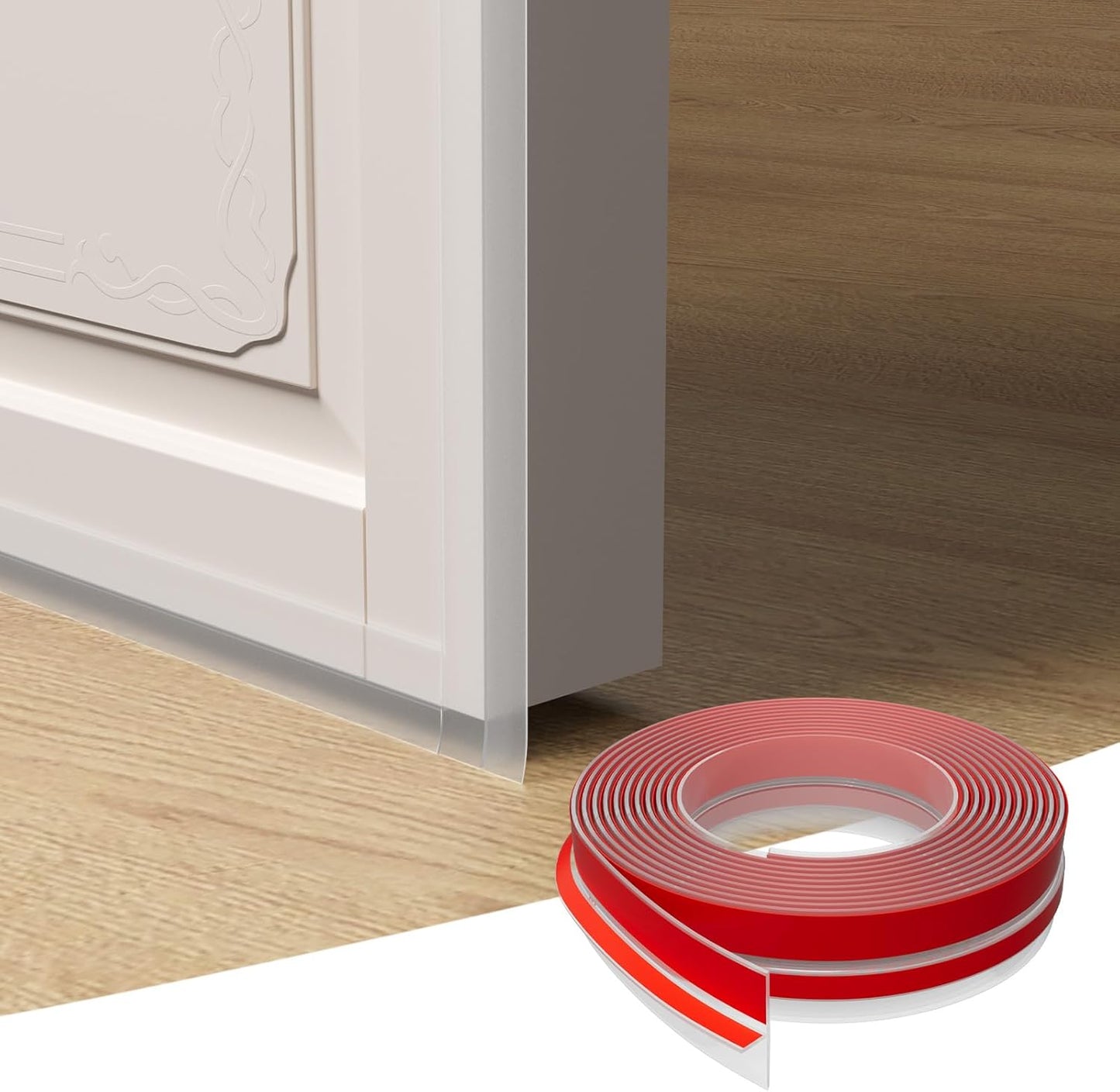 T-Shaped Door Draft Stopper, 1.37 in x 20 Ft Silicone Seal Strip for Windows Gaps, Weather Stripping Seal Strip Shower Sweep, Clear