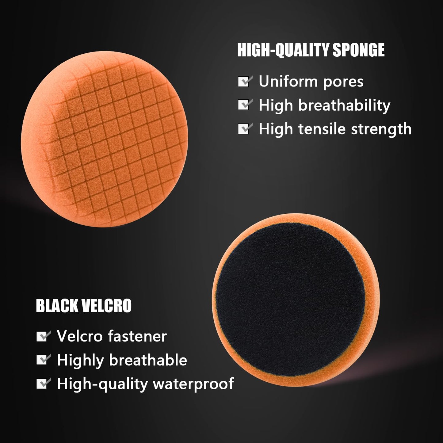 SPTA Orange Light Cut Pad, Buffing Polishing Pads, 1Pc 3.5 Inch Face for 3 Inch 80mm Backing Plate Compound Buffing Sponge Pads for Car Buffer Polisher Compounding, Polishing and Waxing -FPTSS3O